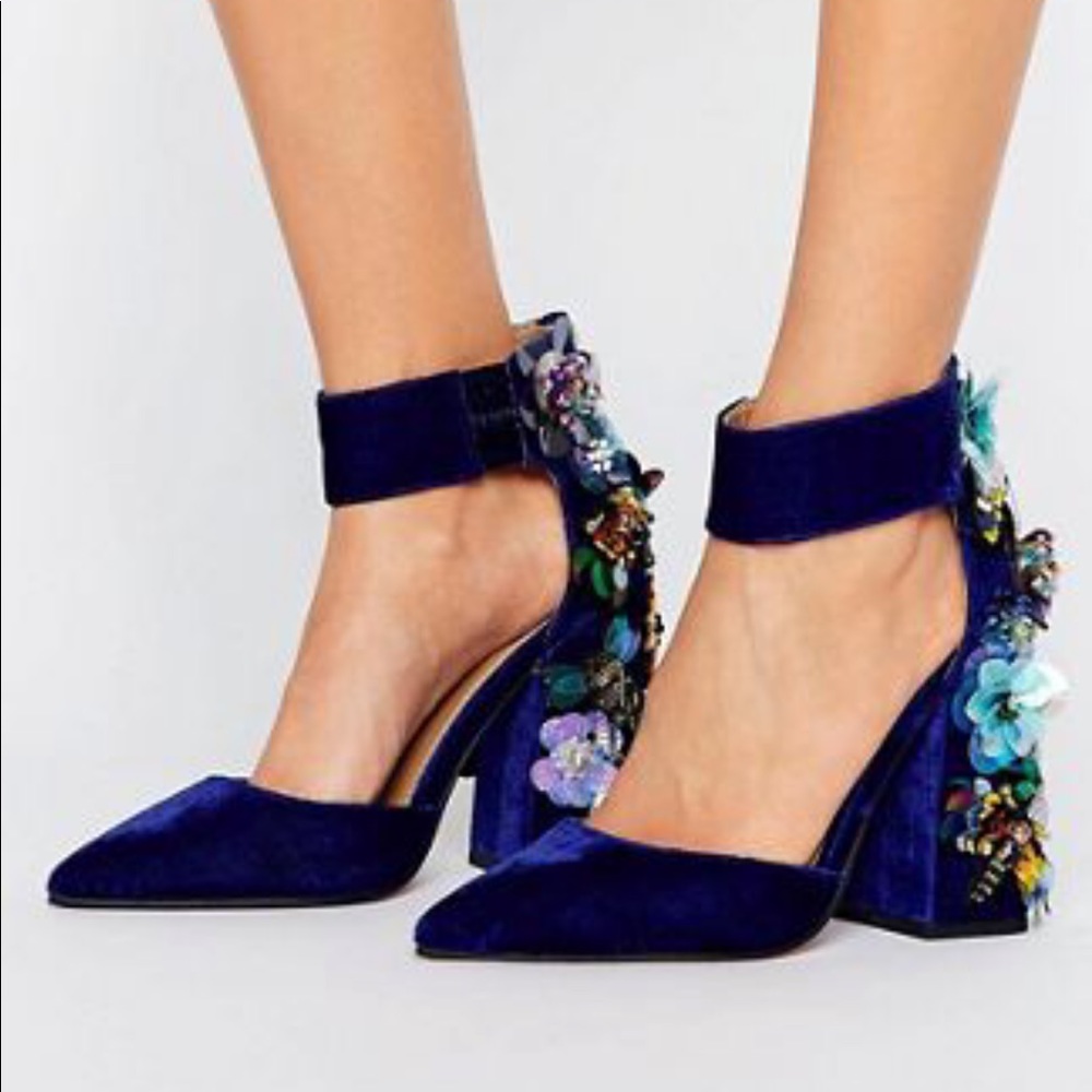 ASOS POPSTAR Embellished Heels in Cobalt